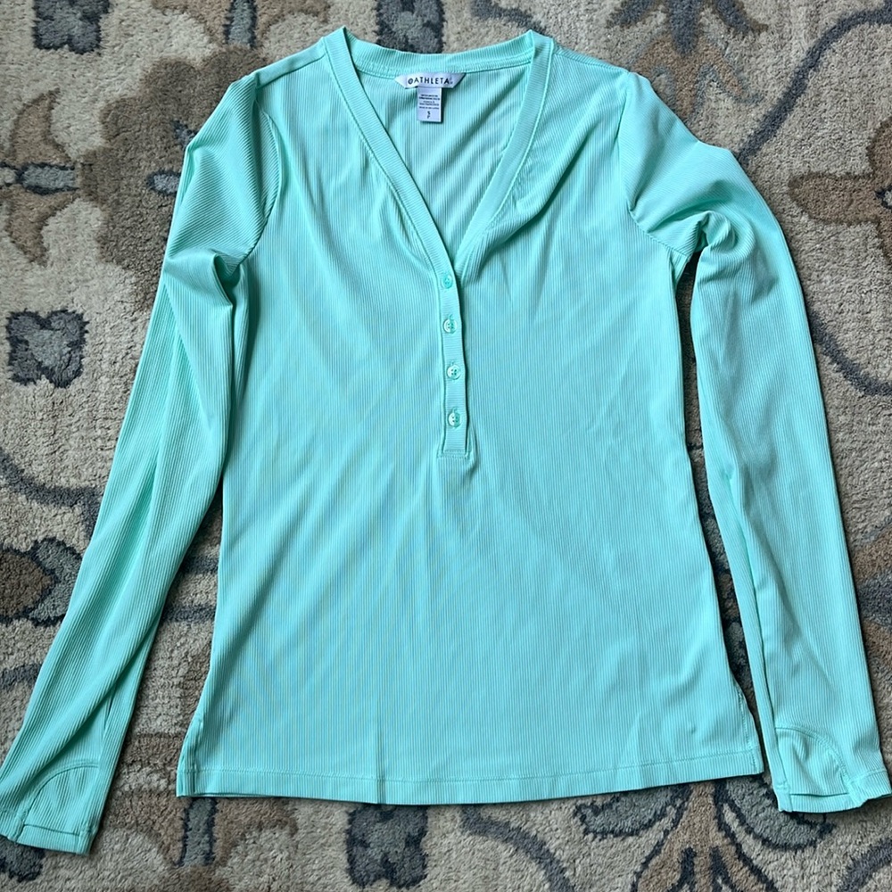 Athleta Uptempo Ribbed Henley Top, Small